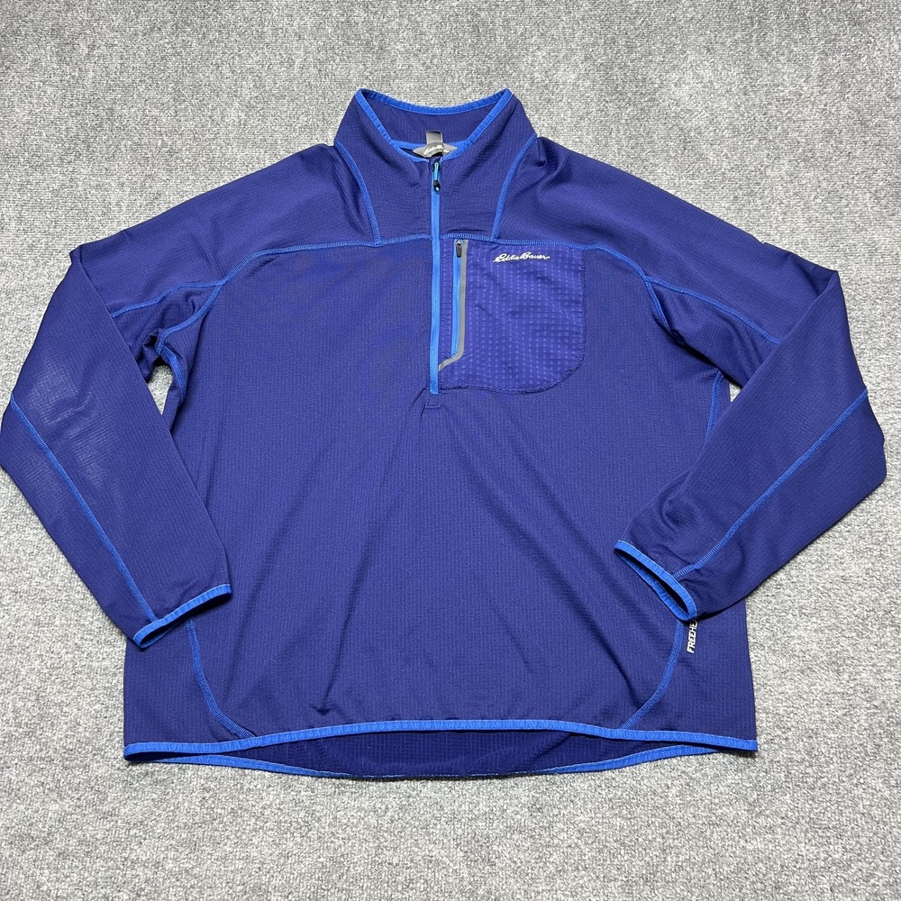 Eddie Bauer Pullover Mens 2XL Blue 1/4 Zip Long Sleeve Hiking Shirt Top